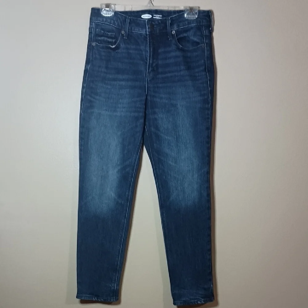 Old Navy Power Straight High Rise Secret Slim Pockets Dark Blue Jeans